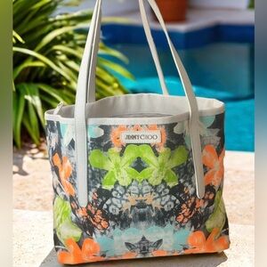 Jimmy Choo Sara Canvas Orchid Tote Bag LIKE NEW!